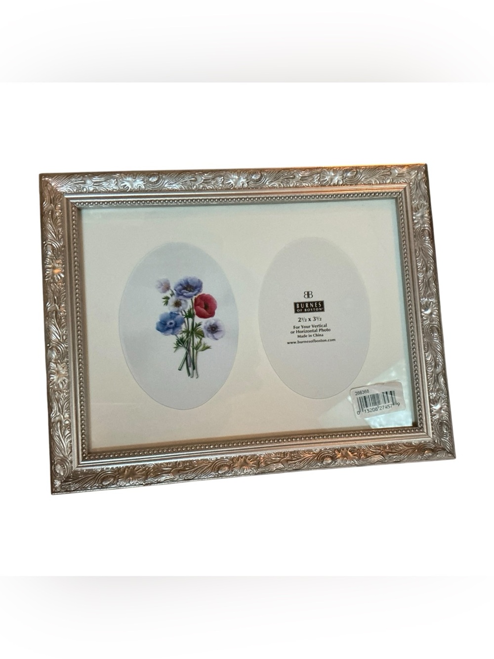 New In Box Burnes Of Boston Ornate Silver Picture Frame 2.5” X 3.5”